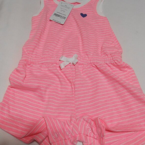 NEW BABY GIRL SIZE 6 MONTHS CARTER'S ONE PIECE ROMPER ONESIE OUTFIT PINK 👶 - Picture 6 of 9